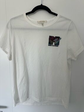Marc Jacobs 2017 MTV T-Shirt - MTV logo beaded embroidered white t-shirt